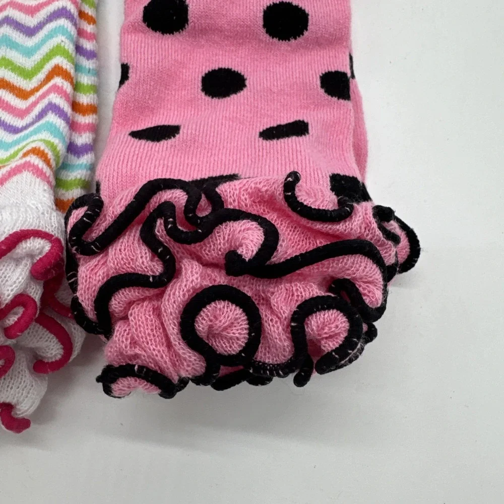 3 pr Girls Polka Dot, Stripes, Princess Ruffles Leg Warmers 10